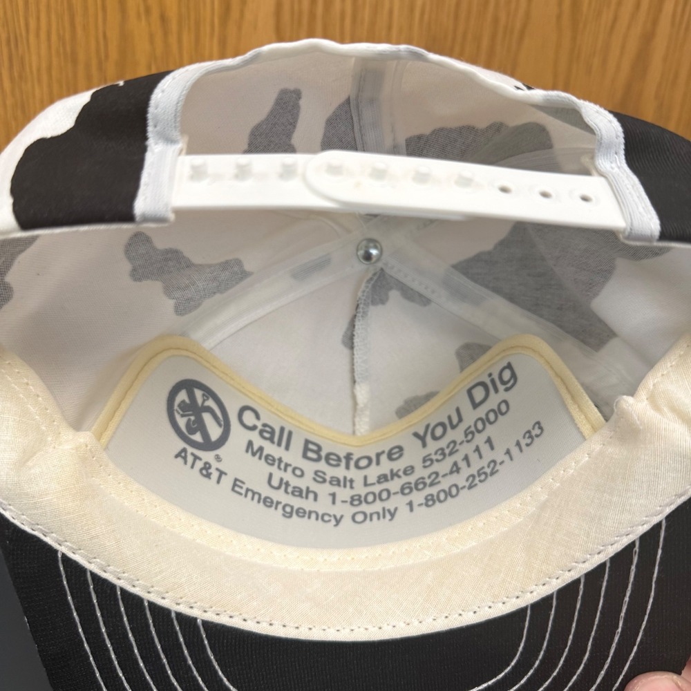 Vintage AT&T Cow Print Snapback Hat Made in USA Call Before You Dig Trucker Cap - Picture 6 of 7